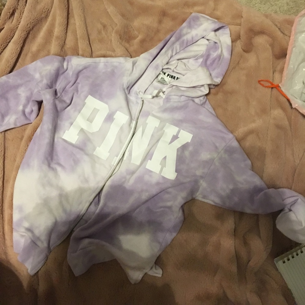 purple acid wash victoria secret/pink zip up